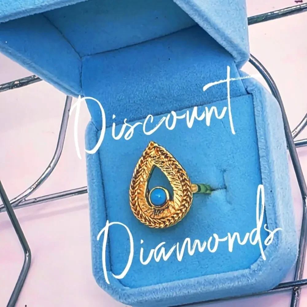 4 Ct. Turquoise Teardrop Cocktail Ring 18K Yellow Gold on Brass